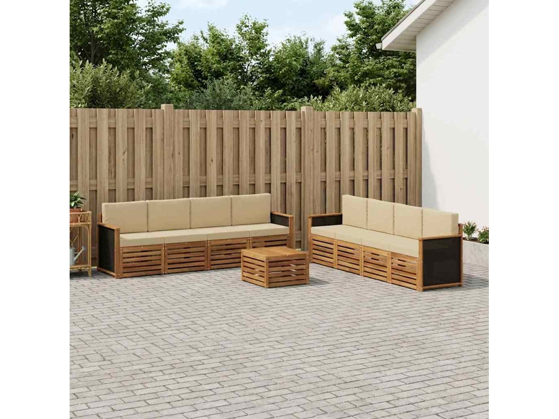 Vidaxl Conjunto De Sofás Para Exterior 9 Unid. Natural E Bege