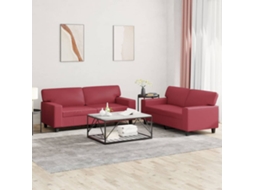 Vidaxl 2 Pcs Conjunto De Sofás Couro Artificial Vermelho Tinto