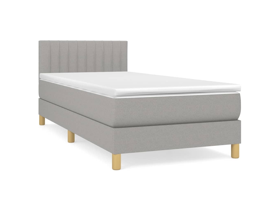 Cama com Molas e Colchão Tecido Cinzento Claro MAISON EXCLUSIVE (90x190 cm)