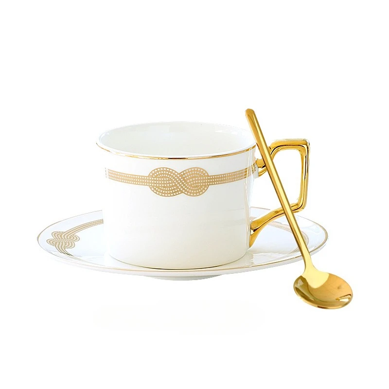 Caneca de Café/escritório de Porcelana Fina de Luxo Europeia com Borda Dourada . MDUG (estilo E, 240 Ml)