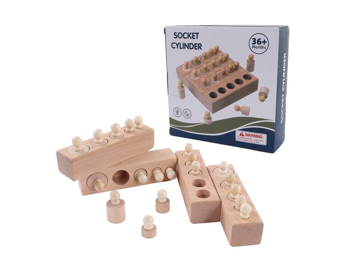 Brinquedo Educativo Cilindro Movel De Madeira Fava Blocos De Aprendizagem Infantil
