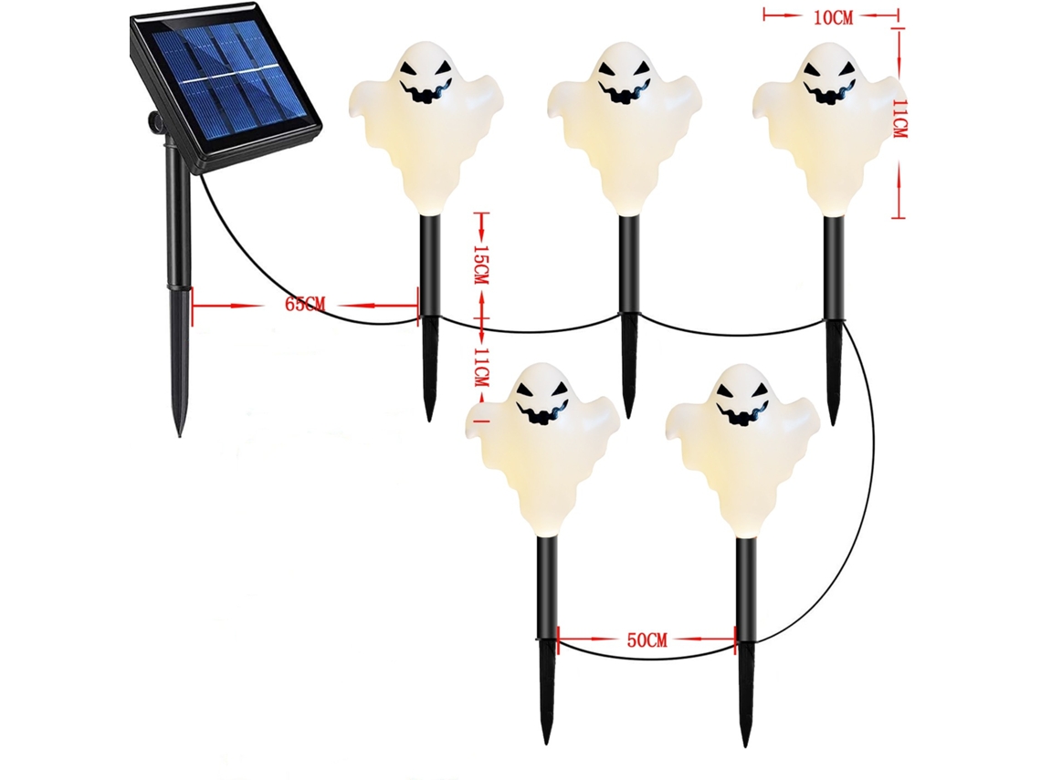 Lurelia Luz Led De Solo Para Halloween, Abóbora Triangular Grande, 5 Estacas Pretas, Energia Solar, Ip65