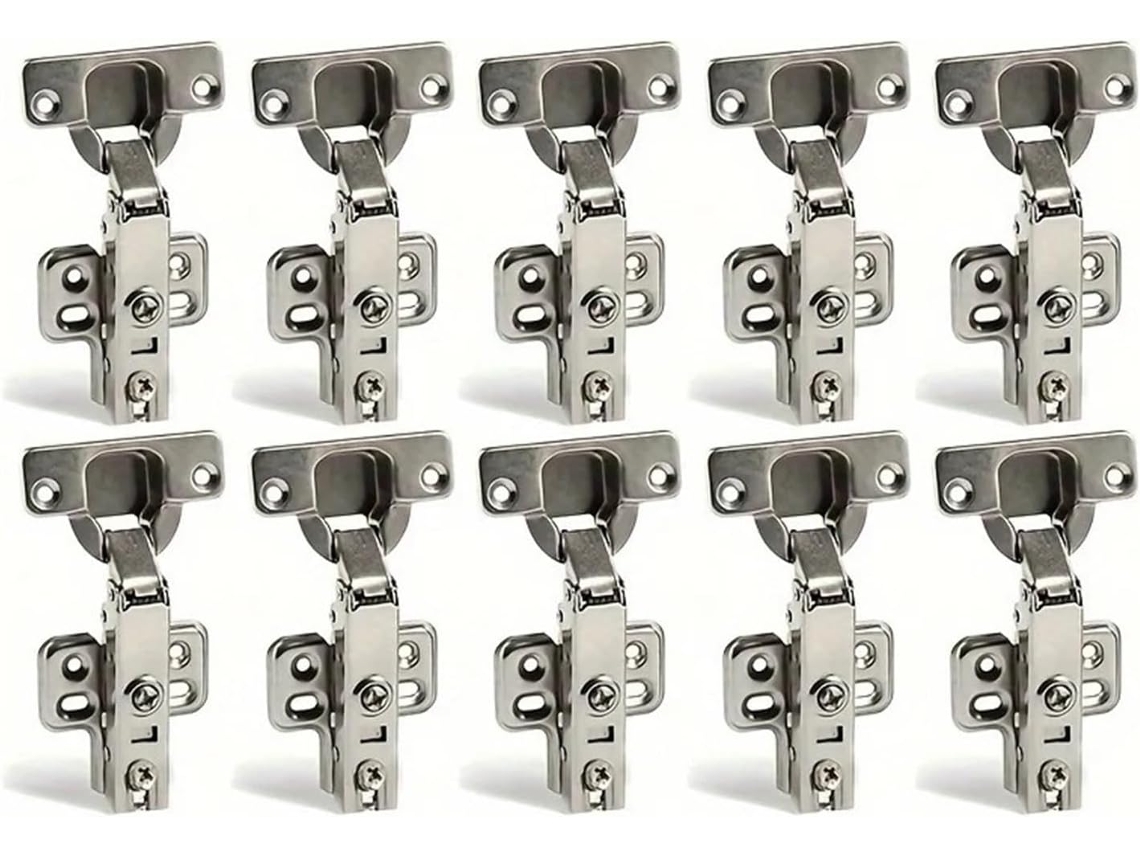 Conjunto De 10 Dobradiças Aço Inoxidável Para Portas Armários Com Amortecedor Hidráulico, Fechamento Suave E Silencioso