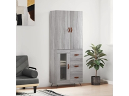 Vidaxl Armário Alto 69,5x34x180 Cm Derivados De Madeira Sonoma Cinza