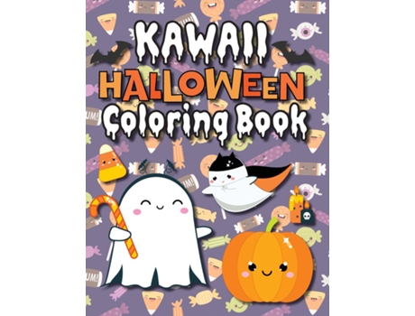 Livro Kawaii Halloween Coloring Book Full-Page Monsters, Spooky Animals, and More! de Engage Books (Inglês)
