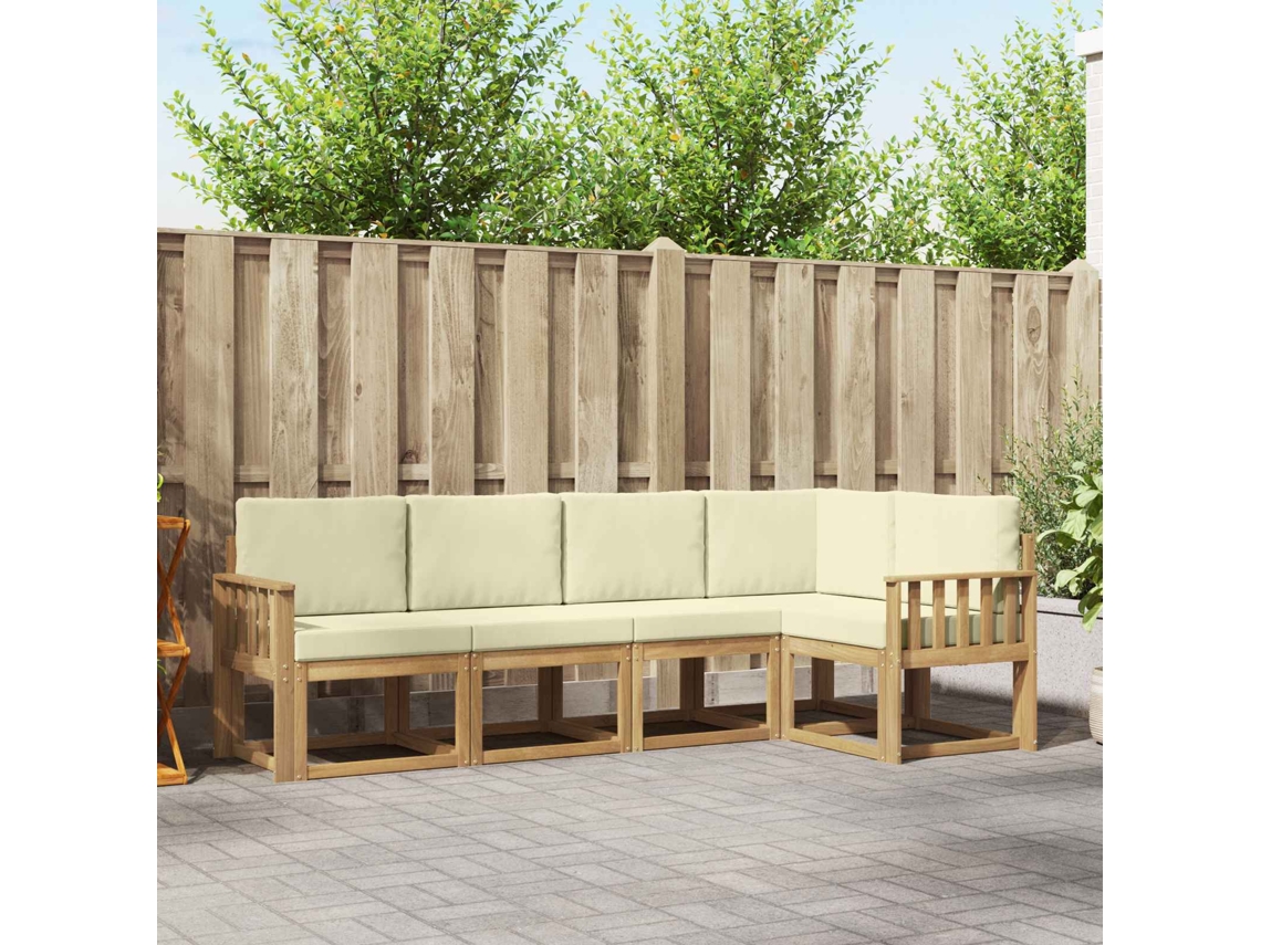 Vidaxl Conjunto De Sofás Para Exterior 5 Pcs Branco E Creme