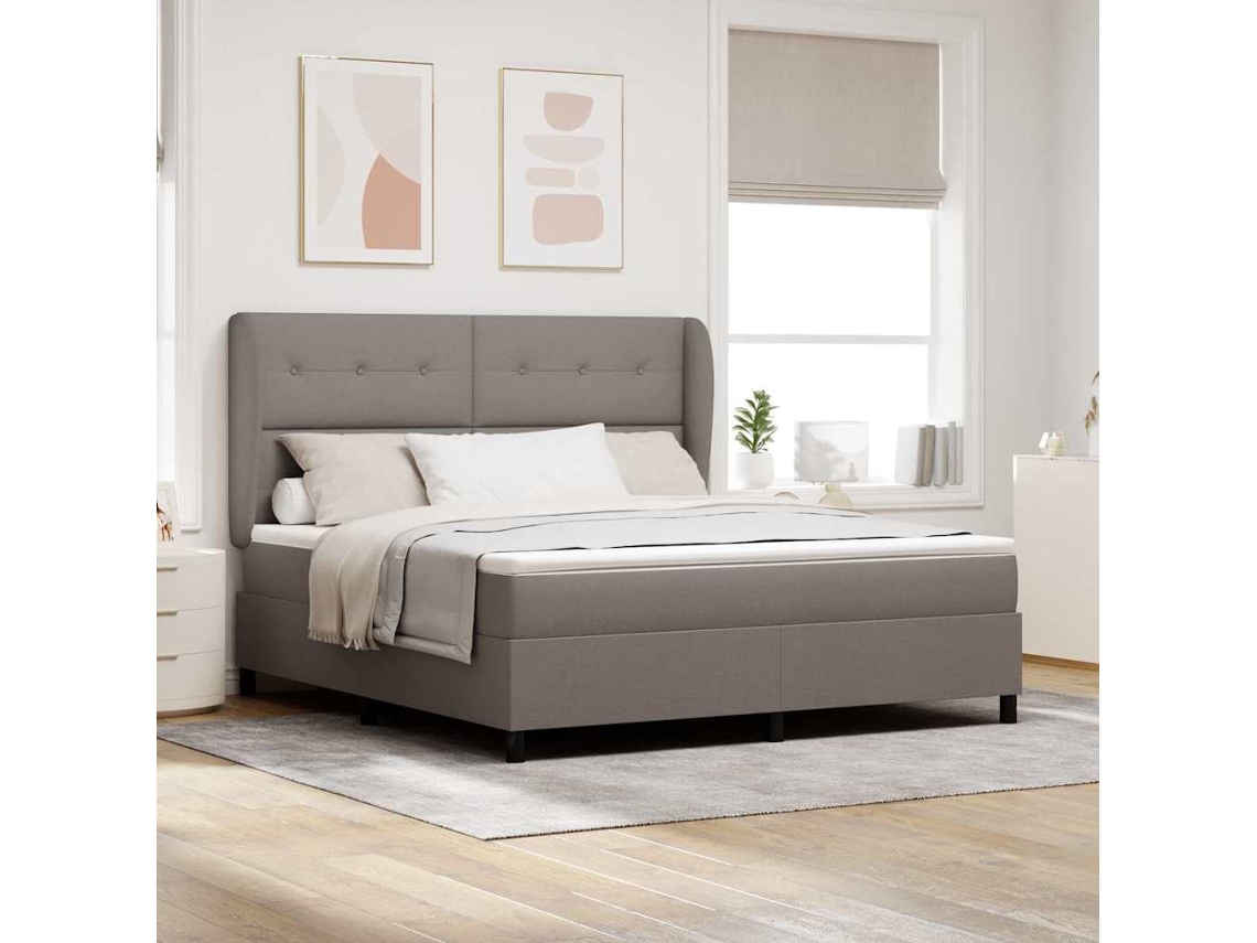 Vidaxl Cama Box Com Cabeceira Cinzento-acastanhado 180 X 200 Cm Tecido