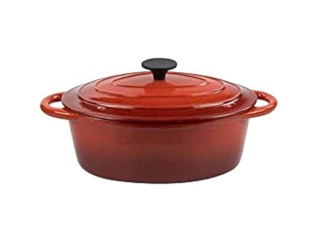 Caçarola Oval de Ferro Fundido Esmaltado ILSA 21 X 29 Cm Tampa Todas As Fontes de Calor Incluindo Indução