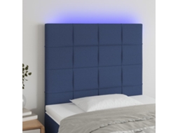 Vidaxl Cabeceira Cama C/ Led Tecido 80x5x118/128 Cm Azul