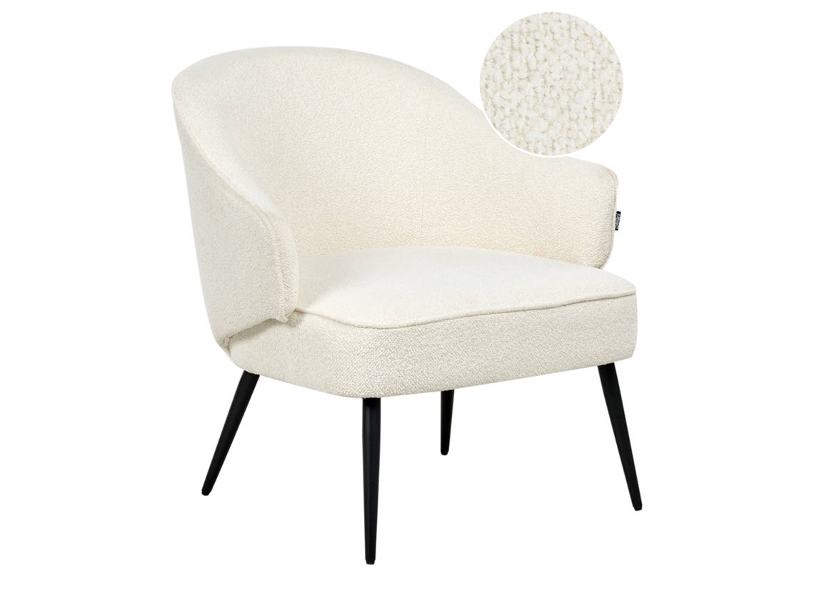 Poltrona BELIANI Kayla de Bouclé Branco Creme 70x76x77