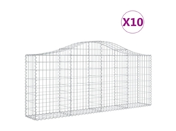 Gabion Basket, Gabion Baskets Vidaxl Prateado Ferro (200 X 30 X 80/100 Cm)