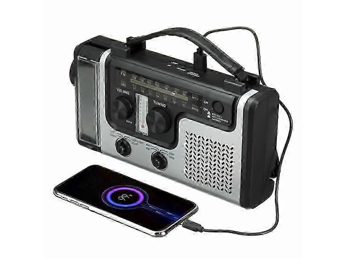 Rádio Solar Portátil Multifuncional Com Rádio Fm/amled E Lanterna De Emergência Olysi Shop
