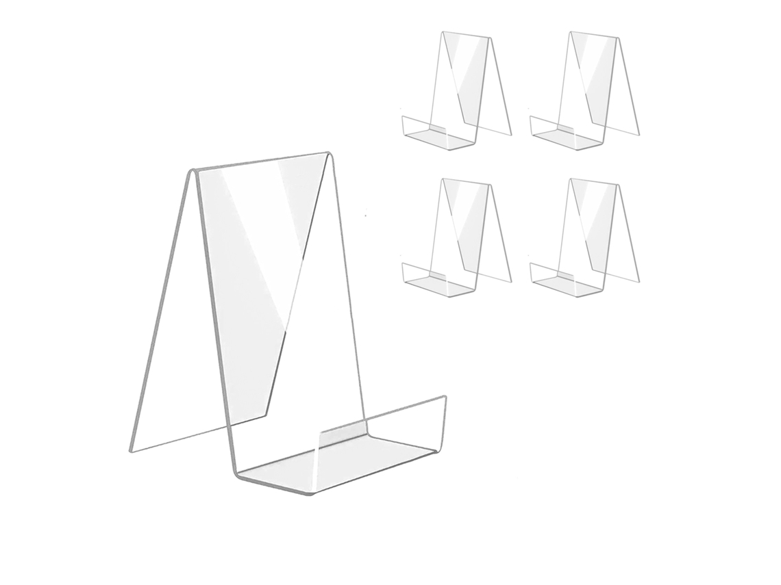 Conjunto de 5 Suportes para Livros em Acrílico, Porta, Livros Transparente e Expositor para Prateleiras BRILVIBERA
