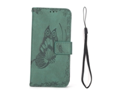 Capa de Couro Verde para iPhone 12 Pro com Slot para Cartão EOOCOO