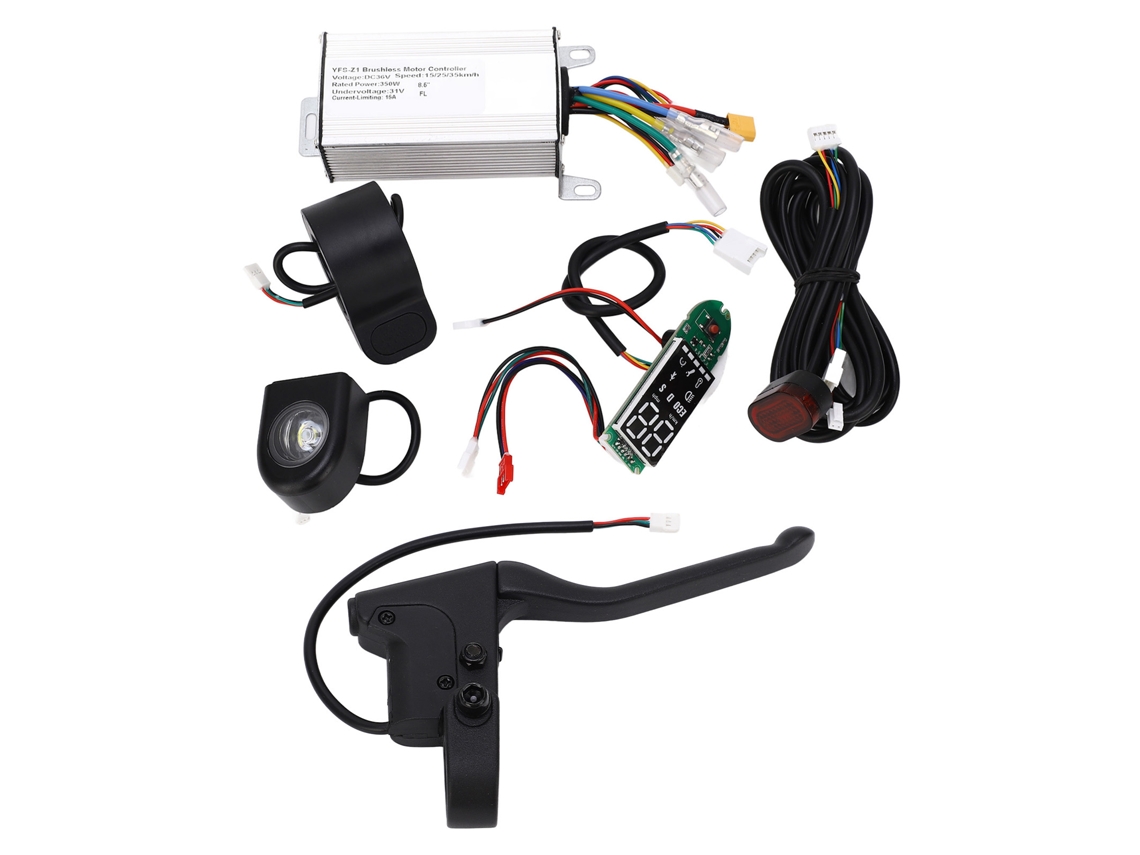 Business kit Controle Scooter Elétrico 36v com Alça de Freio Alumínio Placa Circuito Luzes Dianteira e Traseira
