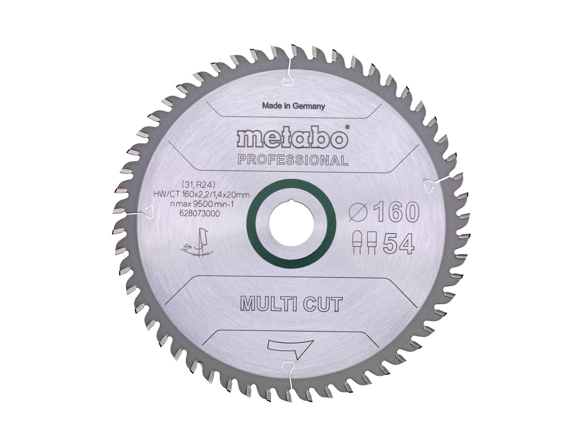 Disco De Serra METABO "Multi Cut - Profissional", 165X20 Z54 Dp/Dt 5° (628293000)