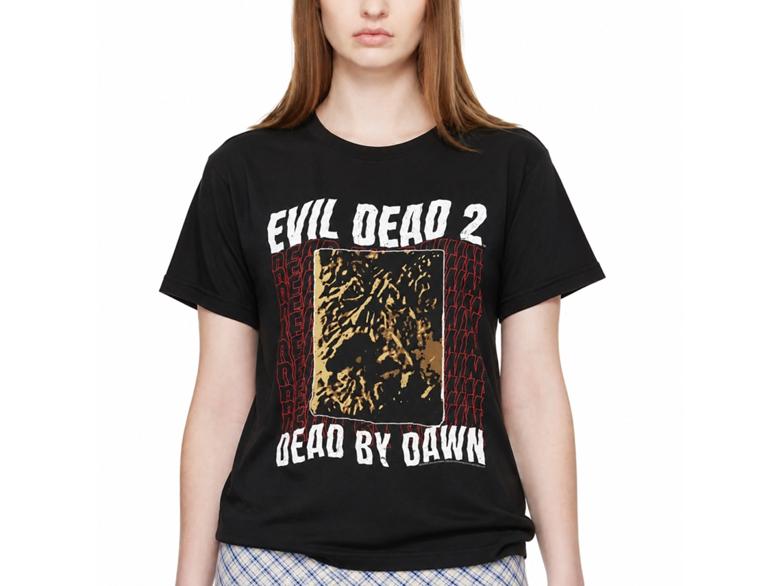 Rockinstone Evil Dead Dead By Dawn Repeating Black Adult T-shirt Size:xxl