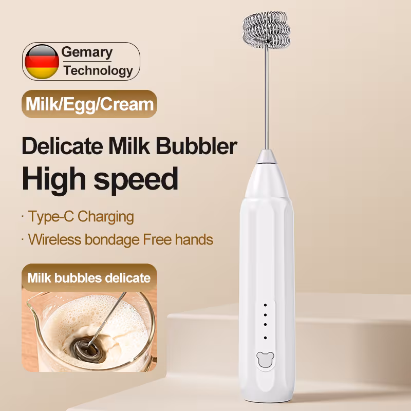 Batedor Manual Recarregável Usb, Inox 304, Para Leite, Ovos, Creme E Café Rosae