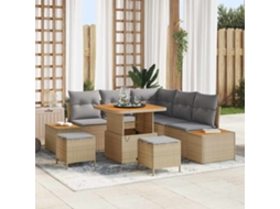Vidaxl Conjunto De Sofá De Jardim 8 Unid. 7-número De Lugares Bege