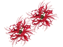 Presilhas de cabelo com flor vermelha em poliéster e plástico, conjunto de 2 peças, fáceis de usar.