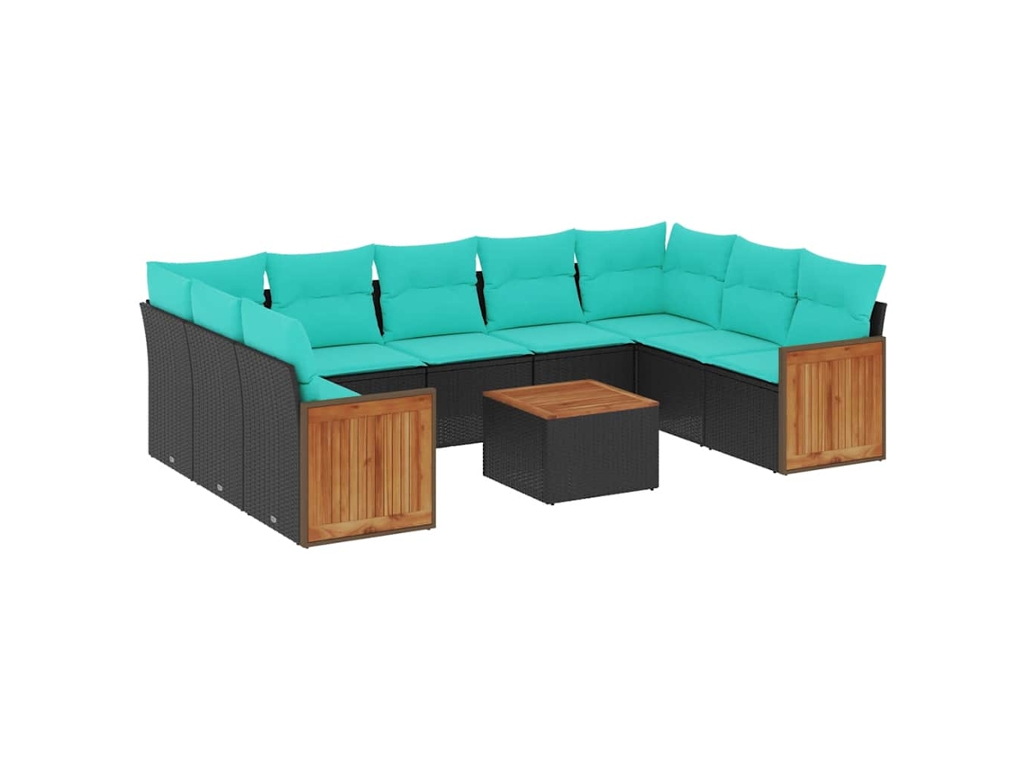 Conjunto de Sofá Jardim 3 Peças Almofadas Rattan Sintético MAISON EXCLUSIVE