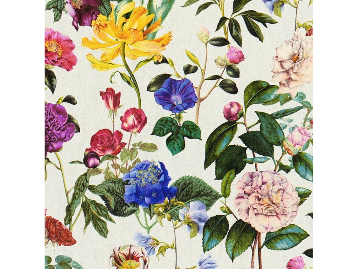 Papel De Parede Texturizado As Creation Jette Flowers 9, 78 M X 53, 3 Cm(32, 1 Pés X 21 Polegadas) Creme/verde/rosa 9, 1 Pés X 21 Polegadas)