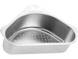 Piso triangular em aço inoxidável com espaço para armazenamento nas bordas, ventosa, piso multifuncional para cozinha, filtro superior e inferior - aquaforge