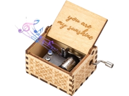 Caixa de Música em Madeira com Manivela You Are My Sunshine Gravada a Laser AQUAFORGE