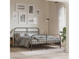 Estrutura De Cama Com Cabeceira E Pés 150x200 Cm Metal Preto