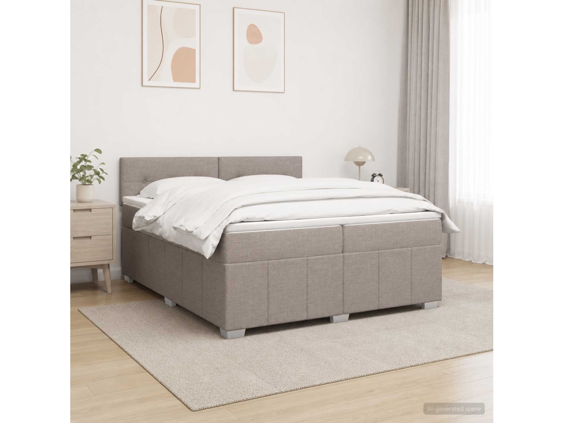 Vidaxl Cama Box Spring Com Colchão Cinzento-acastanhado 200 X 200 Cm