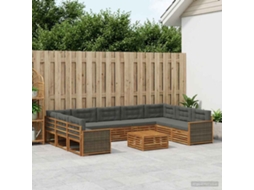 Vidaxl Conjunto De Sofás Para Exterior 10 Pcs Natural E Antracite