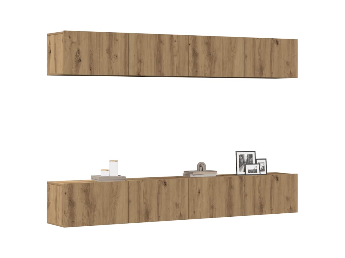 Vidaxl Conjunto De 4 Peças De Móvel Para Tv De Parede, Em Carvalho Artesanal, 100x30x30 Cm