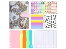 A6 Macaron Cashew Pattern Binder Budget Planner Notebook, Pink Cover With 8-zipper Pockets, A6 Cash Budget Cards 12pcs
