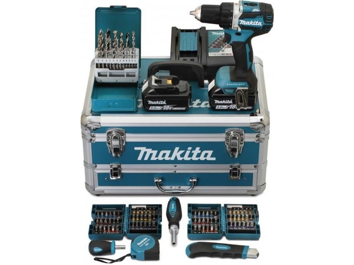 Chave de Perfuração 54Nm Bl1850X2 96 Peças Bit Set MAKITA Ddf484Rtx6