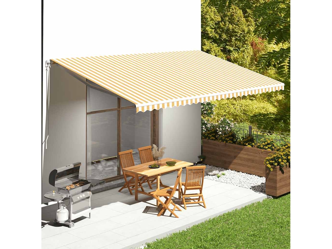 Vidaxl Tecido De Substituição Para Toldo Amarelo E Branco 580x345 Cm Poliéster