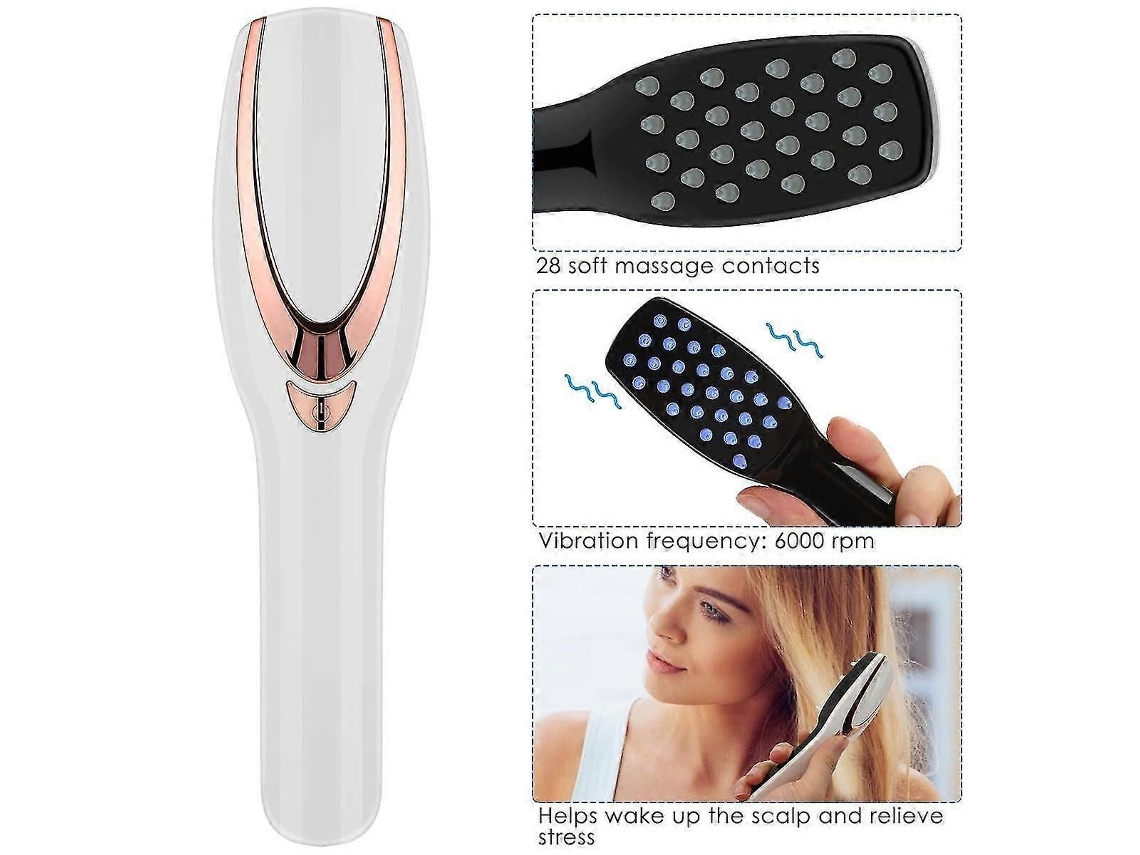 Pente Massageador Para O Couro Cabeludo, Para Crescimento Do Cabelo, Cuidado Com A Cabeça E Prevenção De Sobras De Cabelo. Recarregável Via Usb.