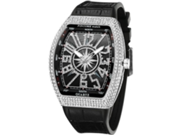 Lurelia Relógio Masculino, Data/calendário, Detalhes Com Strass, 55 Mm, 2,17 Polegadas, 210 Mm, 8,27 Polegadas, Borracha, Azul