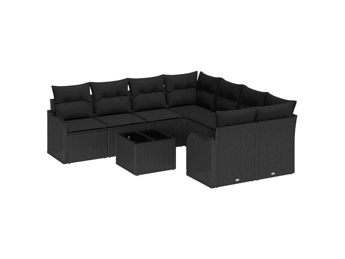 Maison Exclusive - Conjunto De Sofá De Jardim Com Almofada 9 Pcs Preto Vime Pe