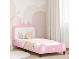 Vidaxl Estrutura de Cama Infantil com Cabeceira Rosa 90 X 200 Cm Pu