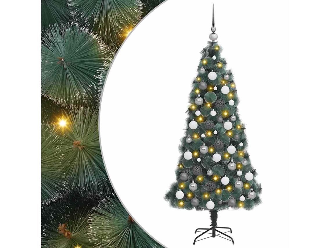 Vidaxl Árvore De Natal Artificial Pré-iluminada Com Conjunto De Bolas