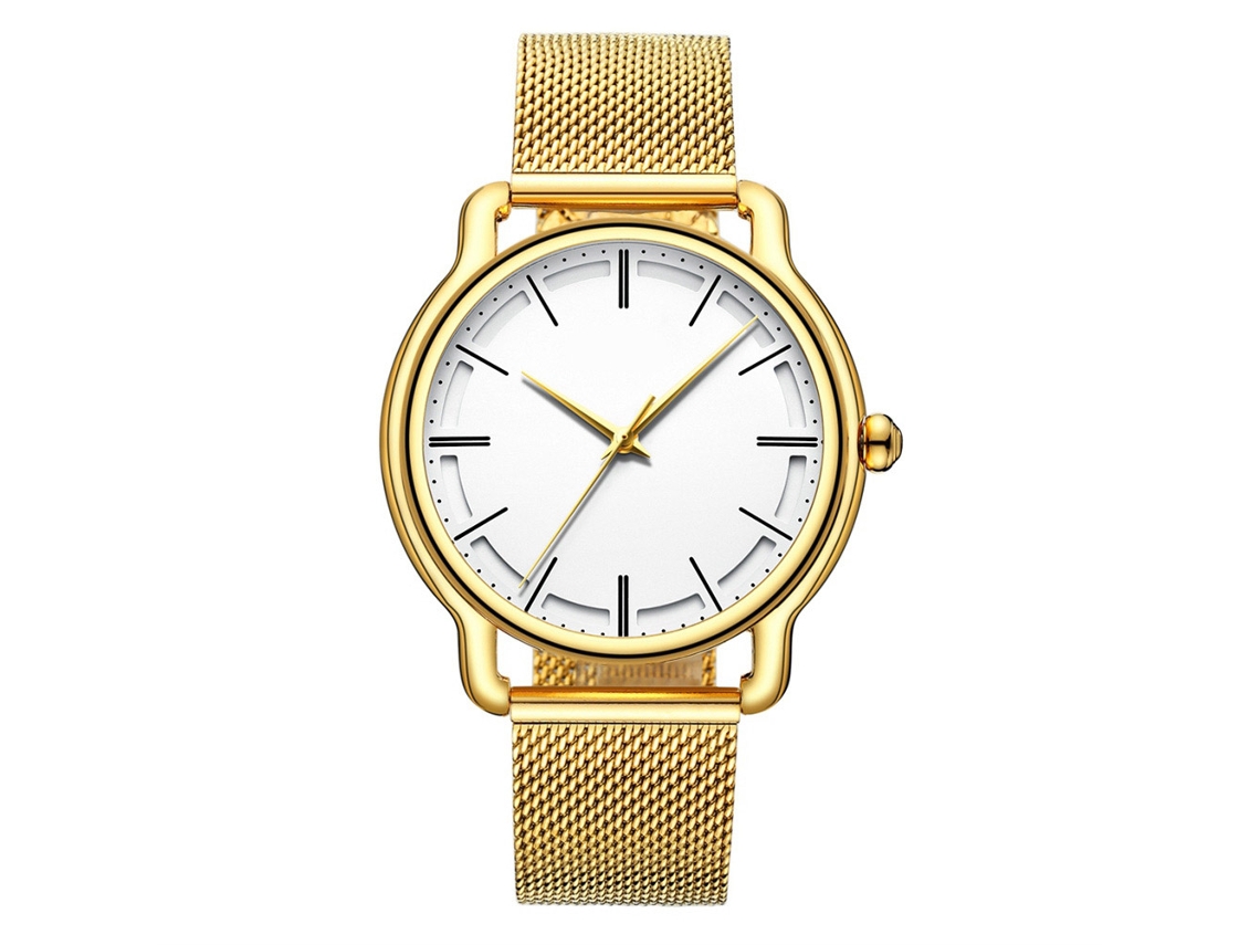 Reloj De Pulsera De Acero Inoxidable Con Correa De Malla Cuarzo Para Hombre Biden (blanco)