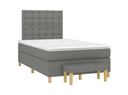 Cama Boxspring Com Colchão 120x190 Cm Tecido Cinzento-escuro