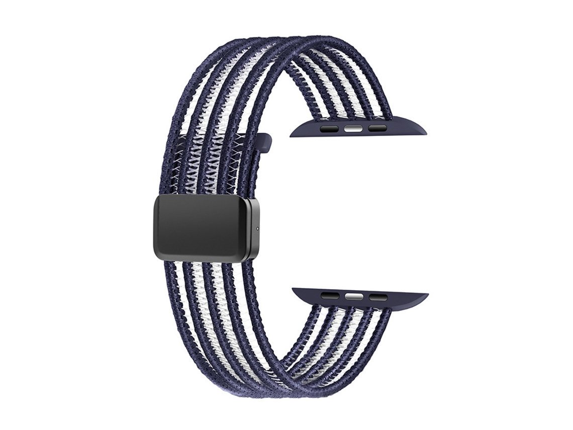 Pulseira Elástica Entrançada Para Apple Watch Séries 11/ 10/9/8/ 7/ 6/ 5/4 / Se (38 Mm, 40 Mm E 41 Mm), Com Fecho Magnético Azul-marinho Panoona