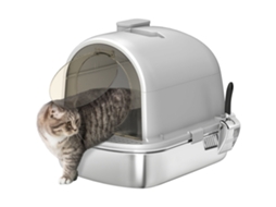 Caixa De Areia Para Gatos Em Aço Inoxidável Com Tampa Caixa De Areia Com Bolsa Desodorizante E Pá 52,4x41,3x39,9 Cm Cinzento