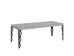 Mesa de Jantar Extensível 90X160/264 Cm Karamay Premium Cimento Quadro Antracite ITAMOBY
