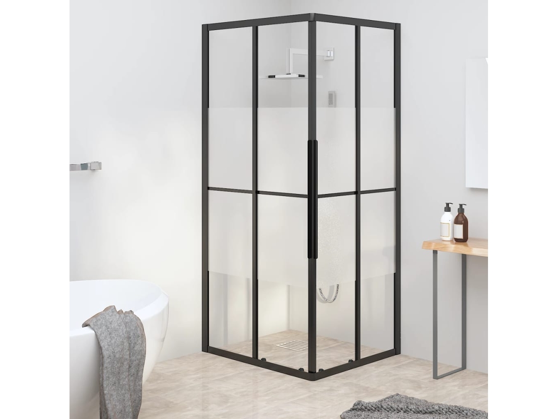 Vidaxl Cabine De Duche Esg Semiopaco 90x70x180 Cm Preto
