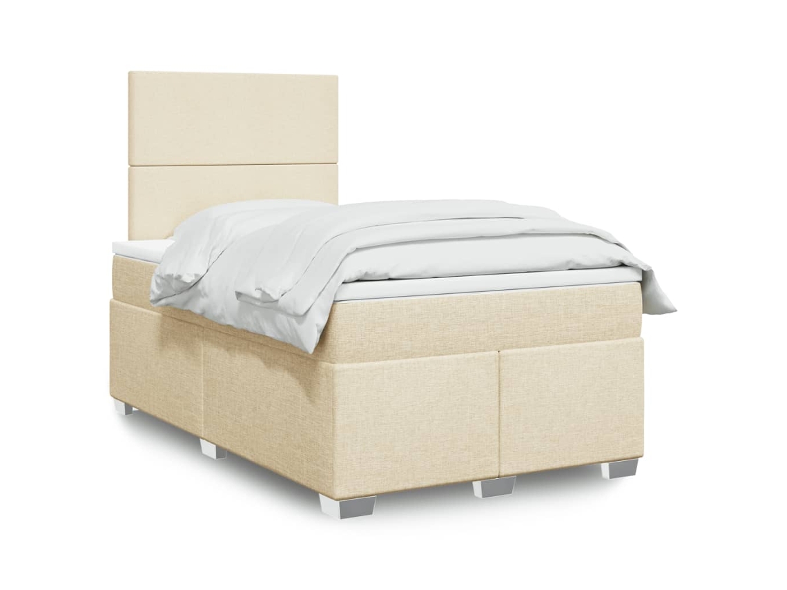 Vidaxl Cama Boxspring Com Colchão 120x190 Cm Tecido Cor Creme