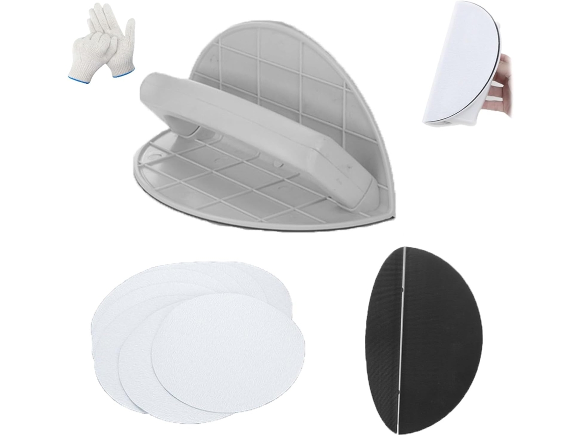 Lixadeira Multifuncional Semicircular Para Cantos, Kit De Micro Portátil Autoadesiva 9 Polegadas