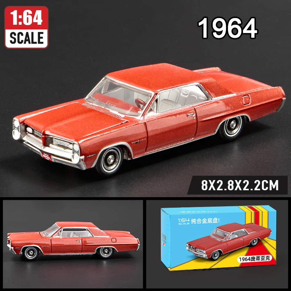 (vermelho 1964) 1:64 - Miniatura De Carro Esportivo, Carroceria Em Liga Metálica, Robusta E Durável, Brinquedo Infantil