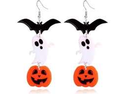 Brincos de Halloween com Fantasma, Abóbora e Gato em Acrílico Nova Line